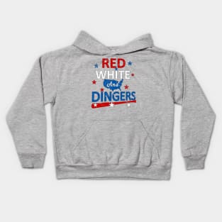 Red White and Dingers Baseball Stars and Stripes USA American Flag Kids Hoodie